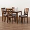 Baxton Studio Caron Grey Upholstered Walnut Brown Finished Wood 5-Piece Dining Set 161-9881-8959 - alternate 4